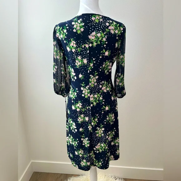 Tommy Hilfiger Navy Floral Mesh Sleeve Dress – Size 6 (NWT) - Picture 2 of 5